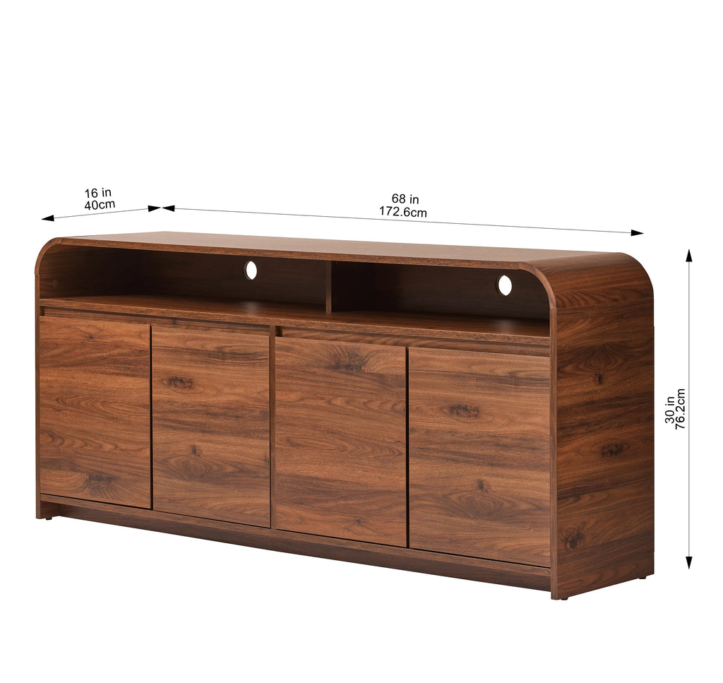 Juliet Curved TV Stand for Tvs up to 75 In, Walnut Finish