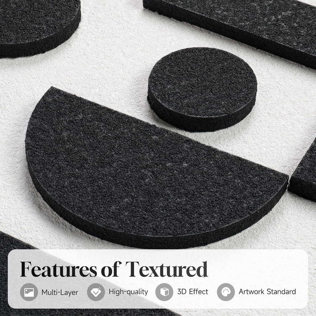 Black and white textured abstract framed wall art