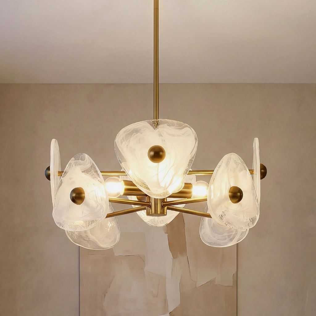 Tribesigns Modern Gold Chandeliers for Dining Room, Farmhouse Luxury 4-Light Chandelier for Bedroom, Adjustable Hanging Pendant