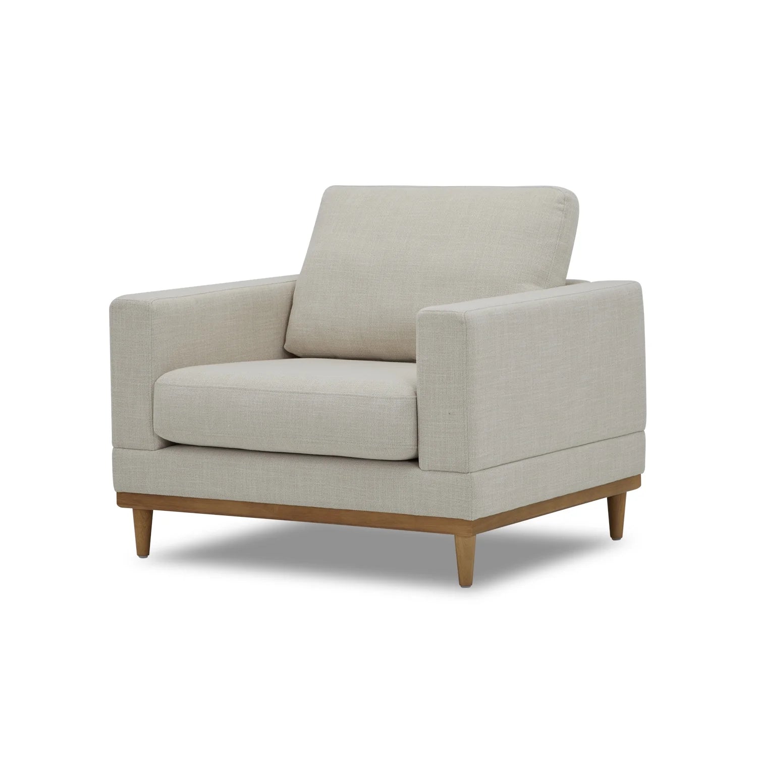 Cream linen wood frame accent chair