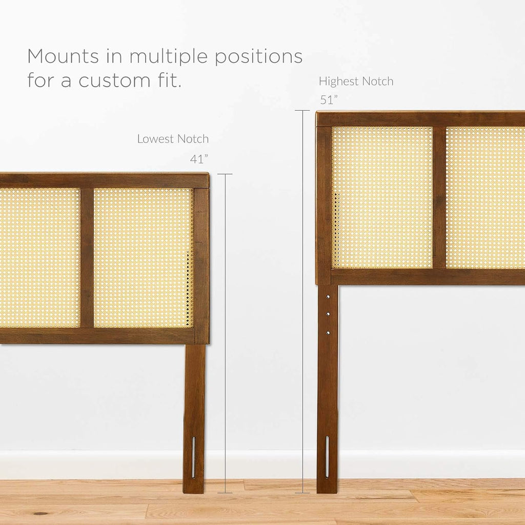 Walnut cane woven rattan headboard