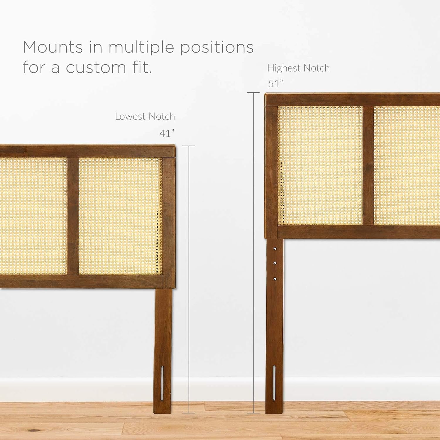 Walnut cane woven rattan headboard