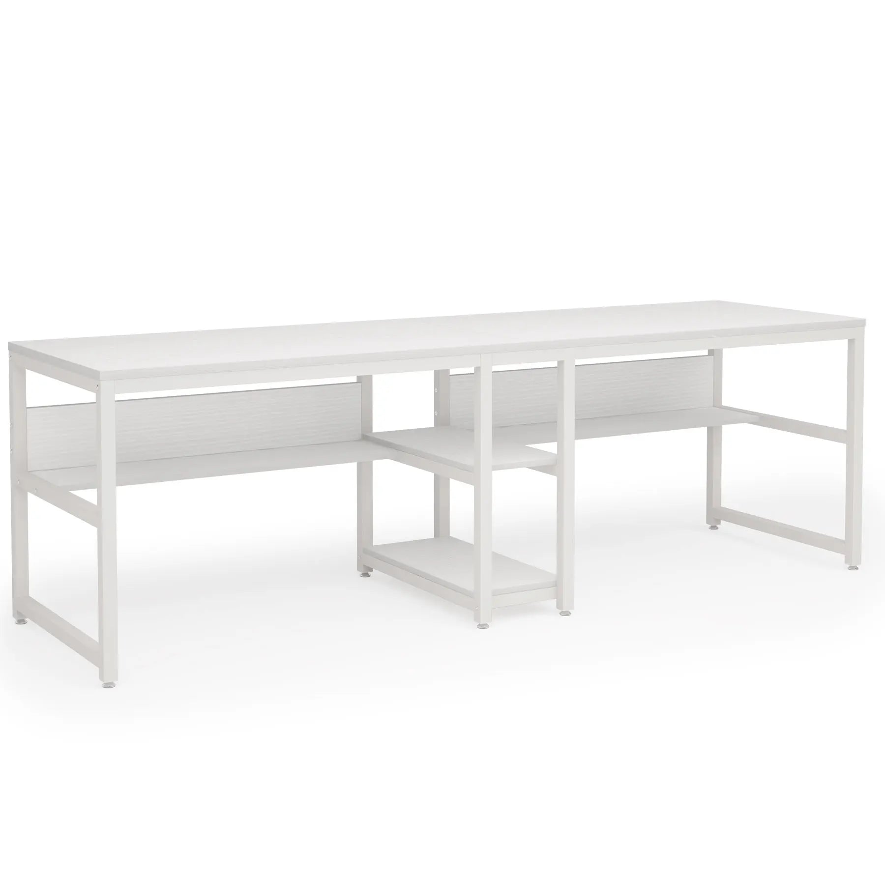 Two Person Desk with Bookshelf, 78.7 Computer Office Double Desk for Two Person, Rustic Writing Desk Workstation