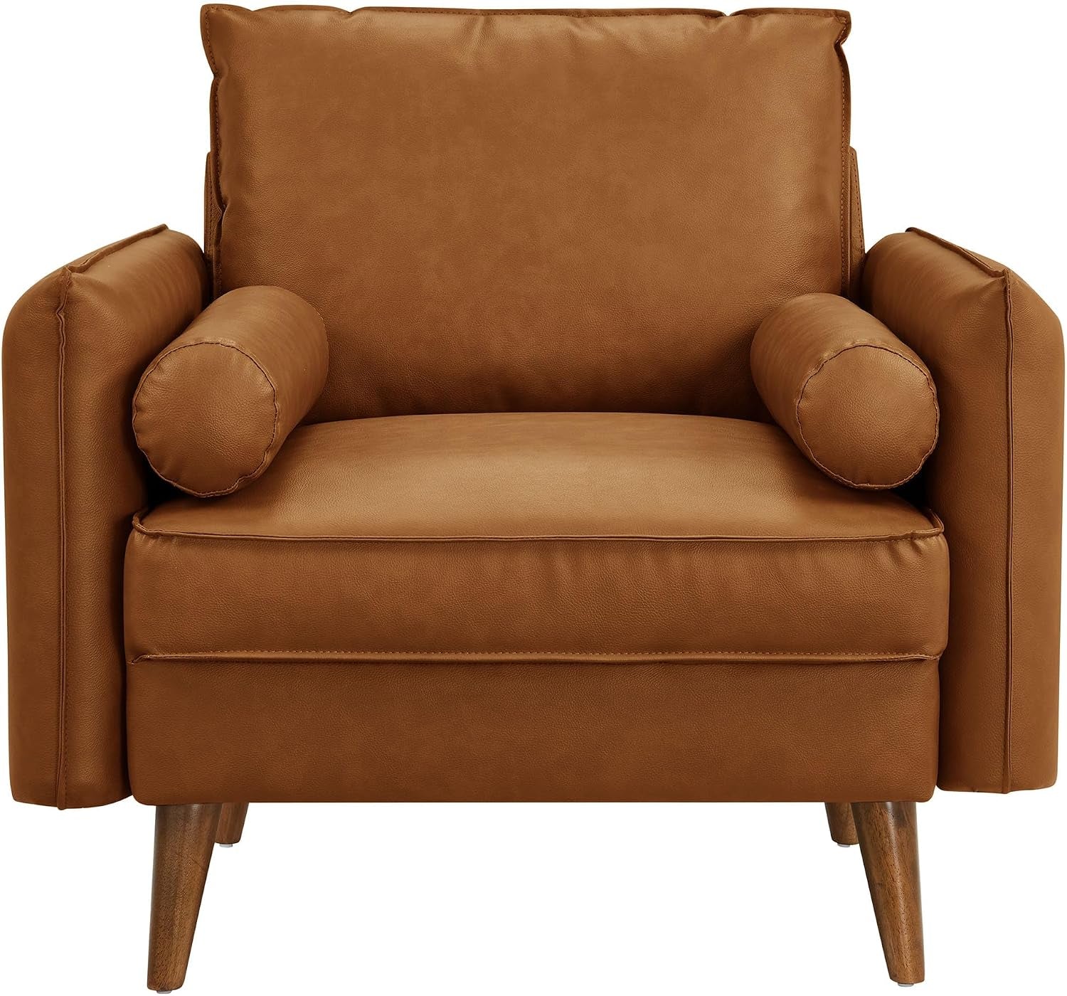 Tan faux leather accent armchair