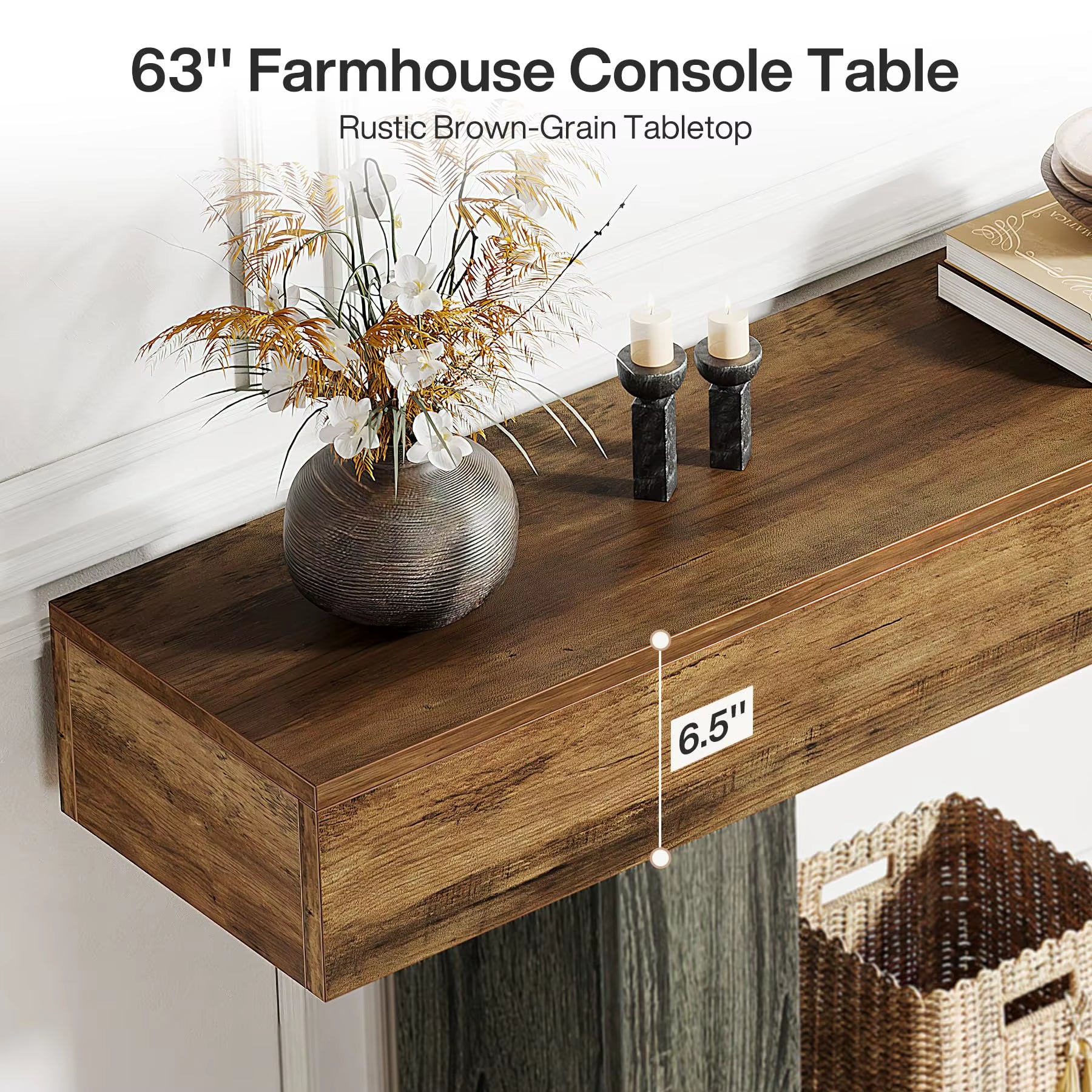 Farmhouse two tier wood console table