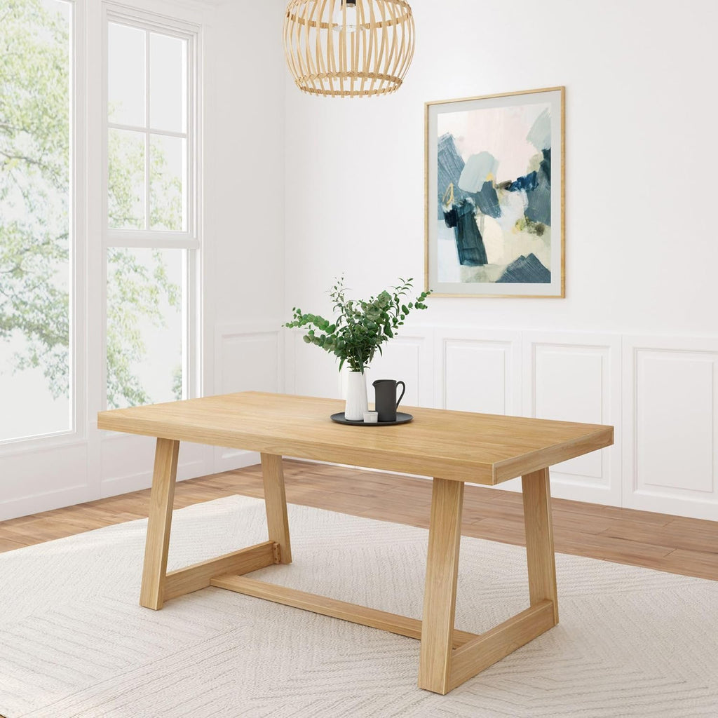 Classic 72 Inch Dining Table, Rectangular, Blonde Wirebrush | Non-Toxic Finishes, Versatile Design, Farmhouse Design, Elegant Details, Easy Assembly, Quick Setup, Solid Wood