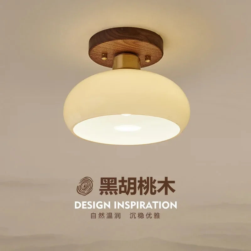 New Chinese Corridor Corridor Light Luxury Walnut Brass Chinese Ceiling Light Retro Entrance Door Porch Balcony Light
