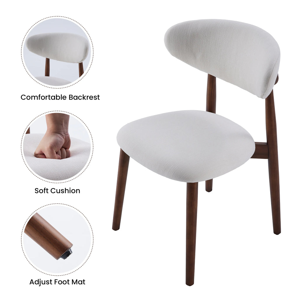 Upholstered solid wood dining chairs set of two