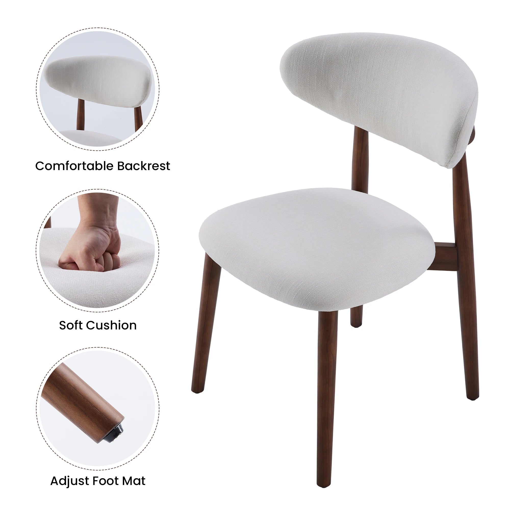 Upholstered solid wood dining chairs set of two