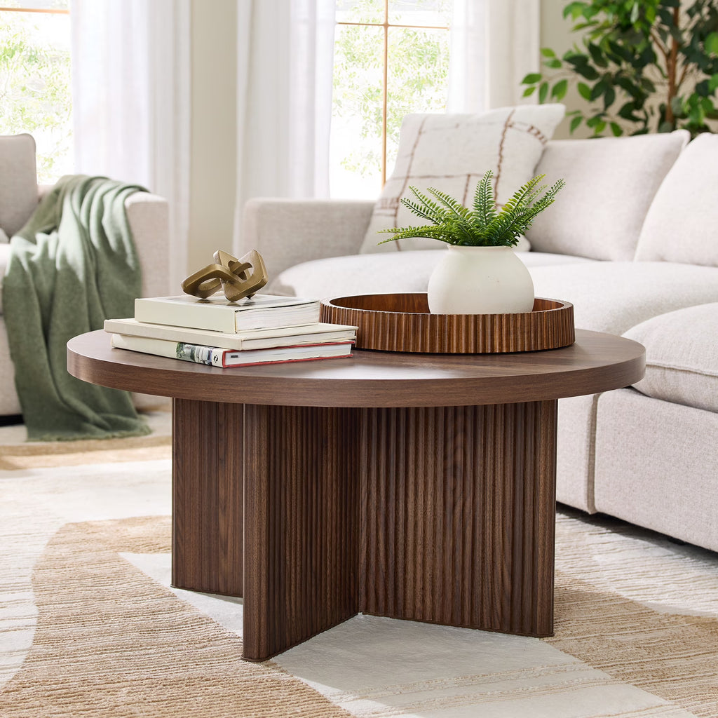 Lillian Fluted Coffee Table, Walnut Finish