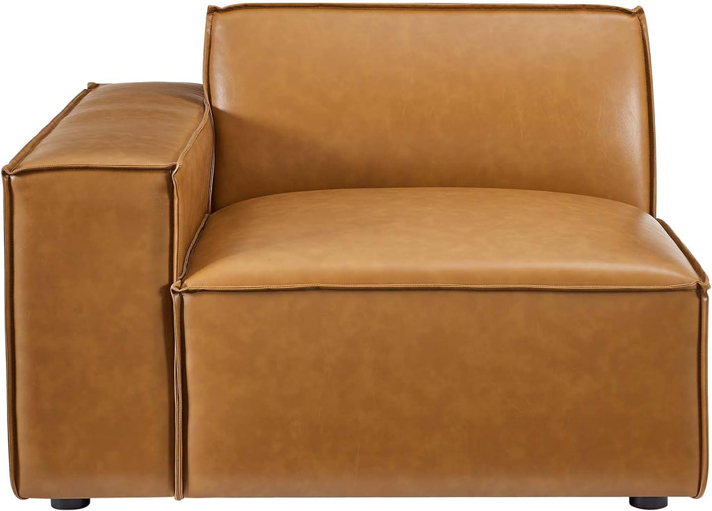 Restore Vegan Leather Sectional Sofa, 82 X 164 X 28, Tan
