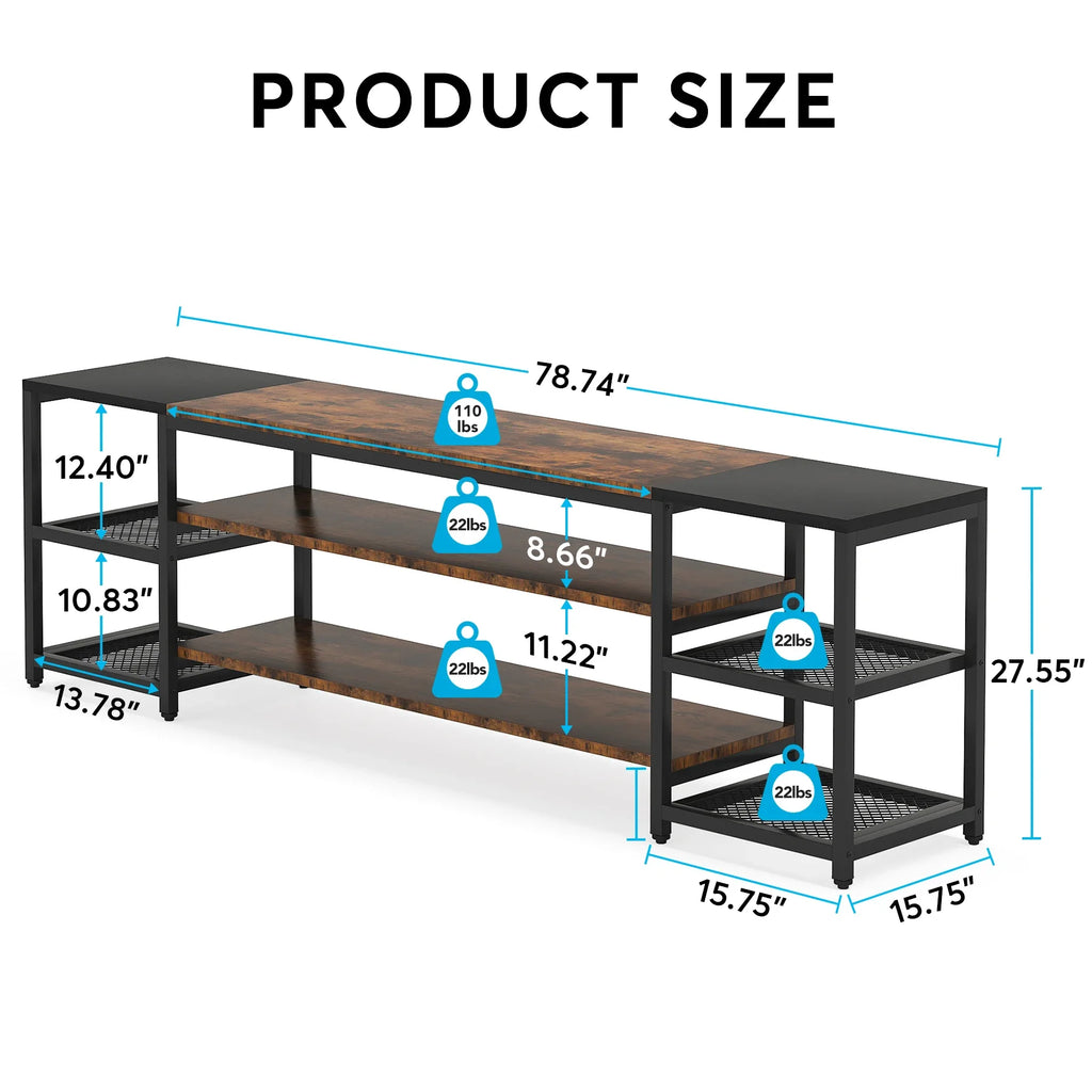 78 Inch TV Stand for Tvs up to 85 Inch, Media Entertainment Center Console Table, 3-Tier TV Console Table