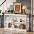 Modern Console Table for Entryway, 41.34-Inch White Sofa Table behind the Couch with 3-Tier Storage, Narrow Hallway Furniture for Living Room