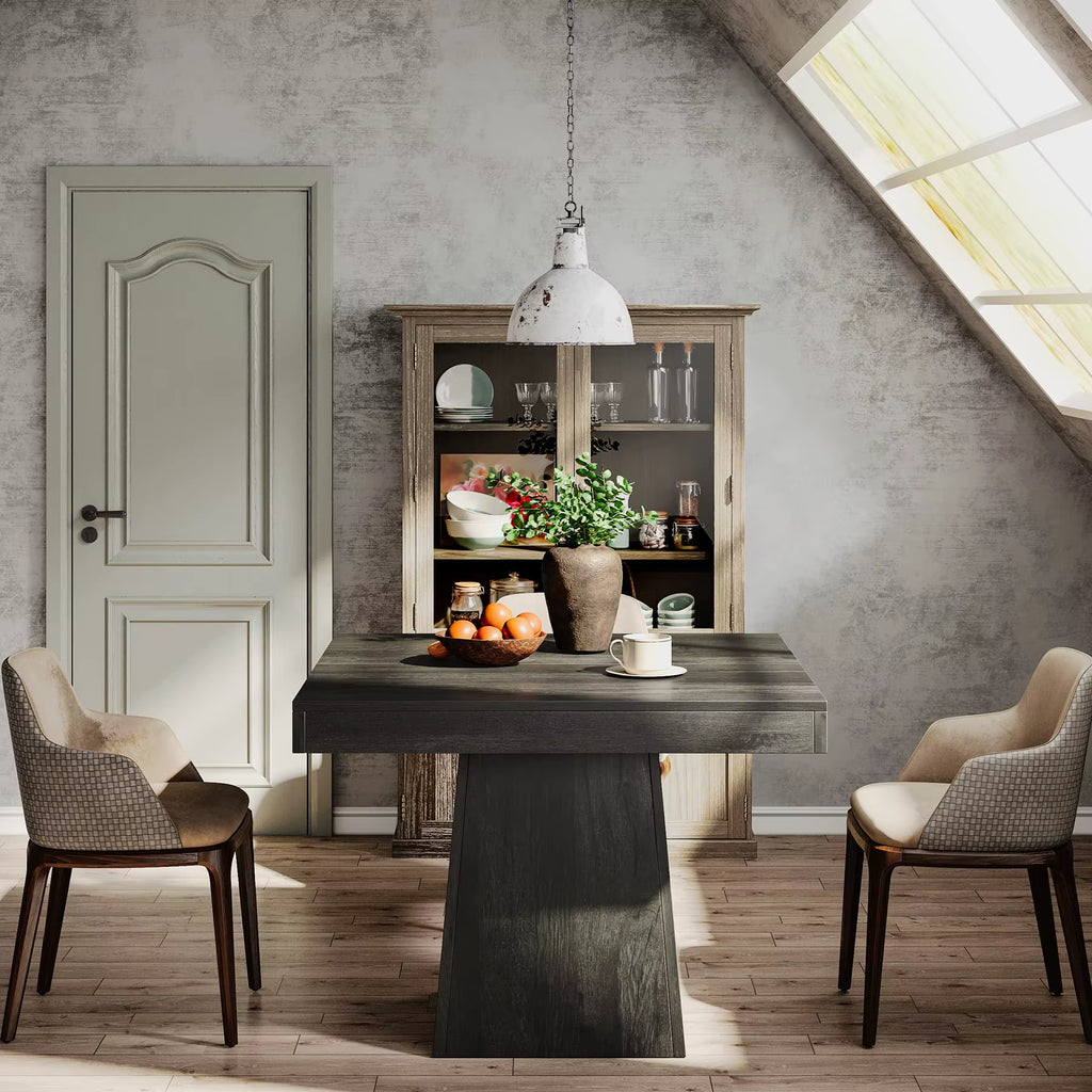 Square Dining Table for 4, 31.5-Inch Kitchen Table Small Dinner Table with Sturdy Pedestal Base, Farmhouse Dining Roo