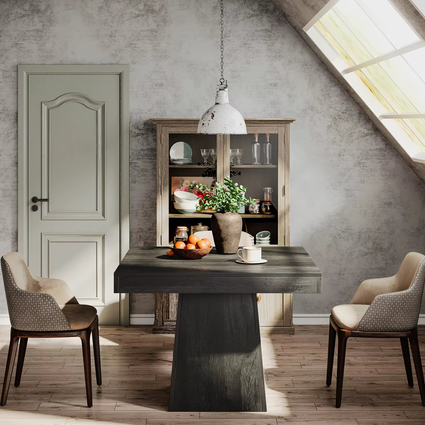 Square Dining Table for 4, 31.5-Inch Kitchen Table Small Dinner Table with Sturdy Pedestal Base, Farmhouse Dining Roo