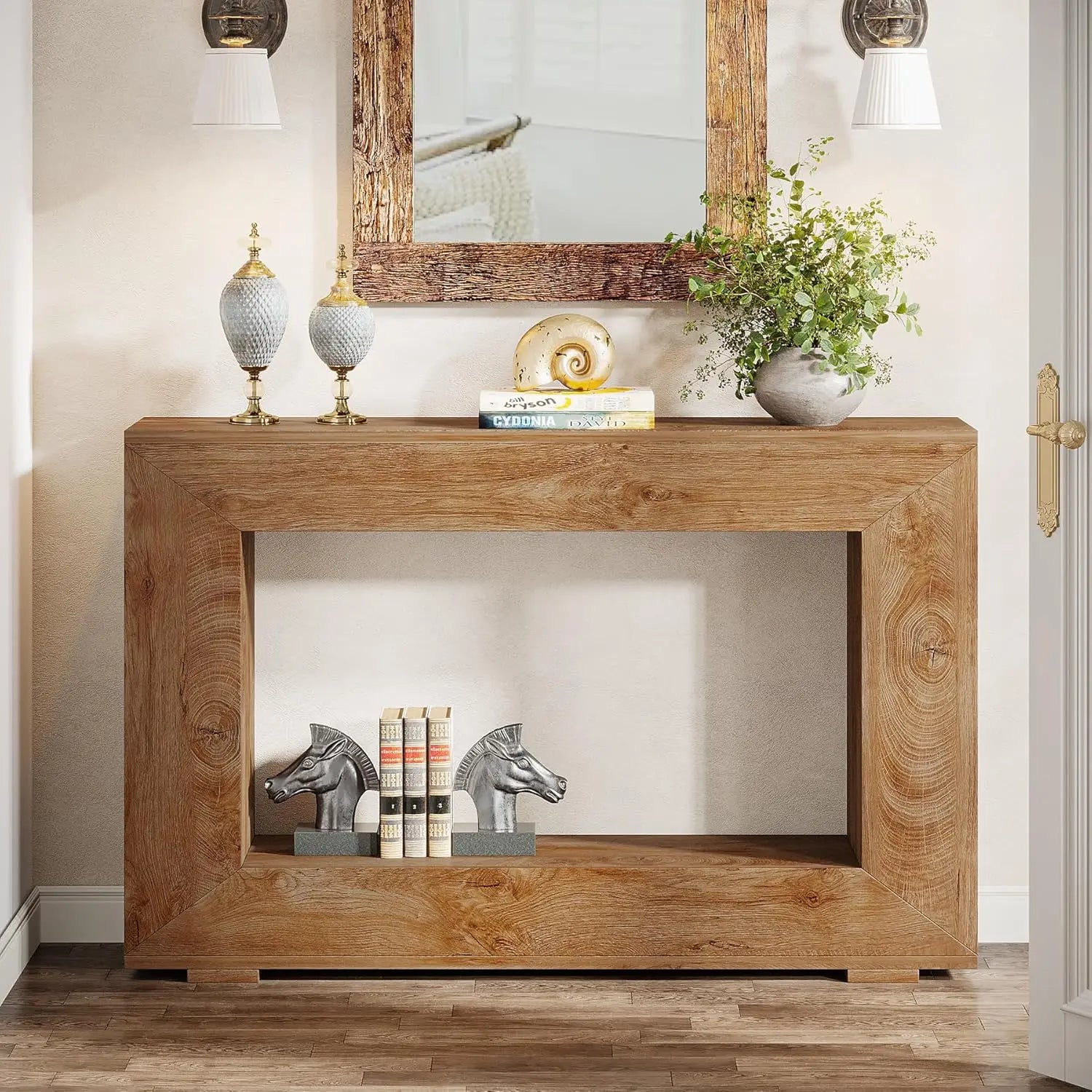 47" Farmhouse Console Table with Storage, Industrial Hallway Sofa Table for Entryway, Living Room