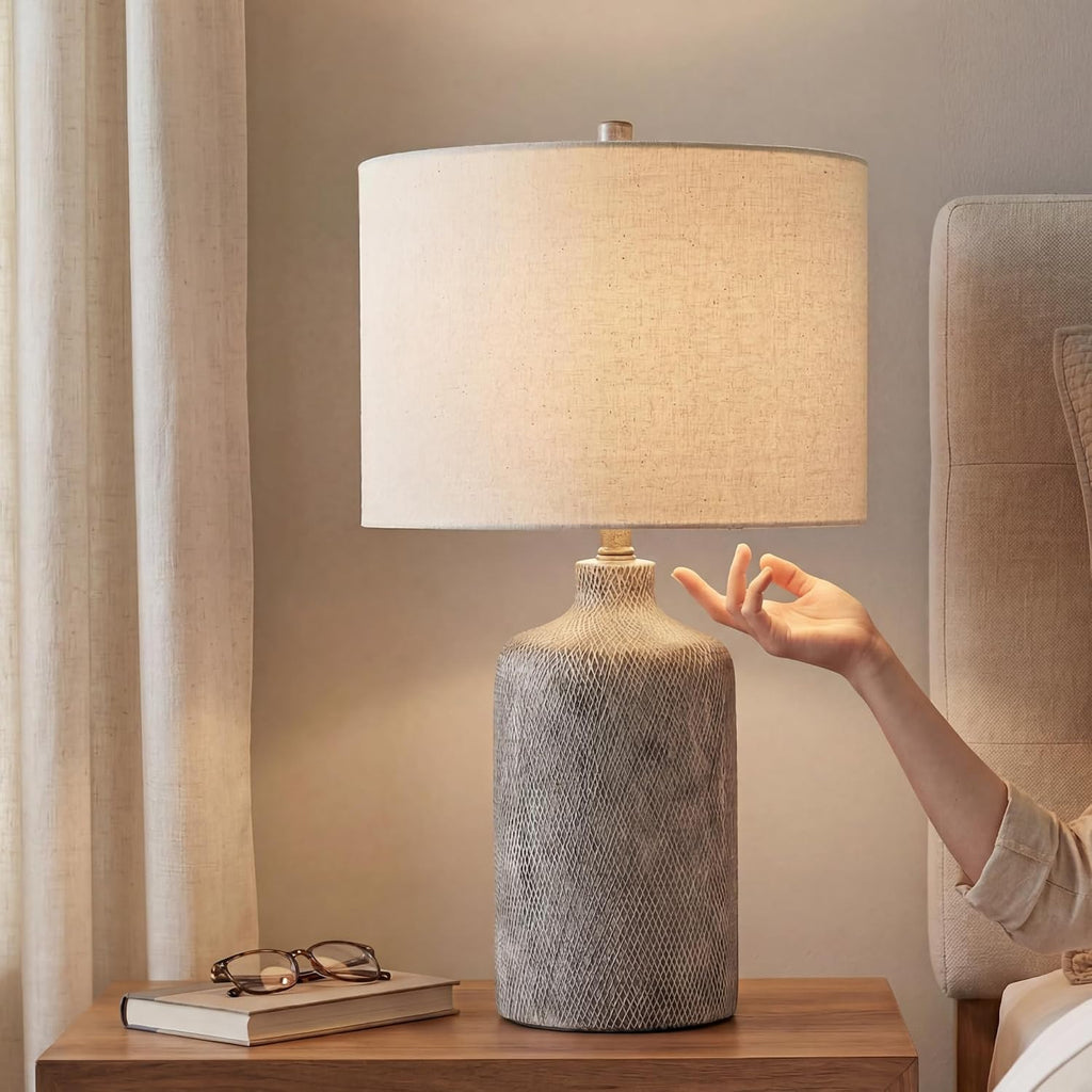 Signature Design by Ashley Linus 24.5" Ceramic Bedside Table Lamp, Black