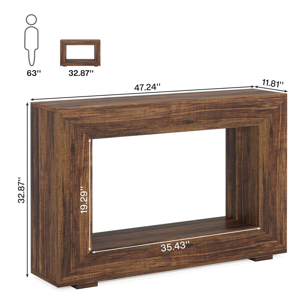 47" Farmhouse Console Table with Storage, Industrial Hallway Sofa Table for Entryway, Living Room