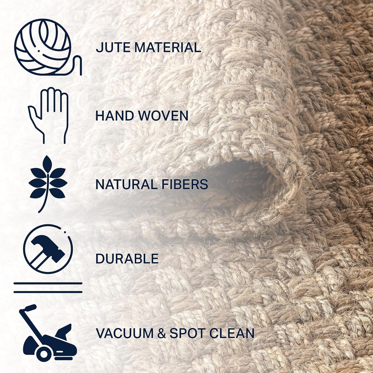 Estera Hand Woven Boucle Chunky Jute Natural Indoor Area Rug, 8X10, Bohemian, Transitional, Easy-Cleaning for Living Room, Bedroom, Kitchen, Pet Friendly, Non-Shedding (NFR102A-8)