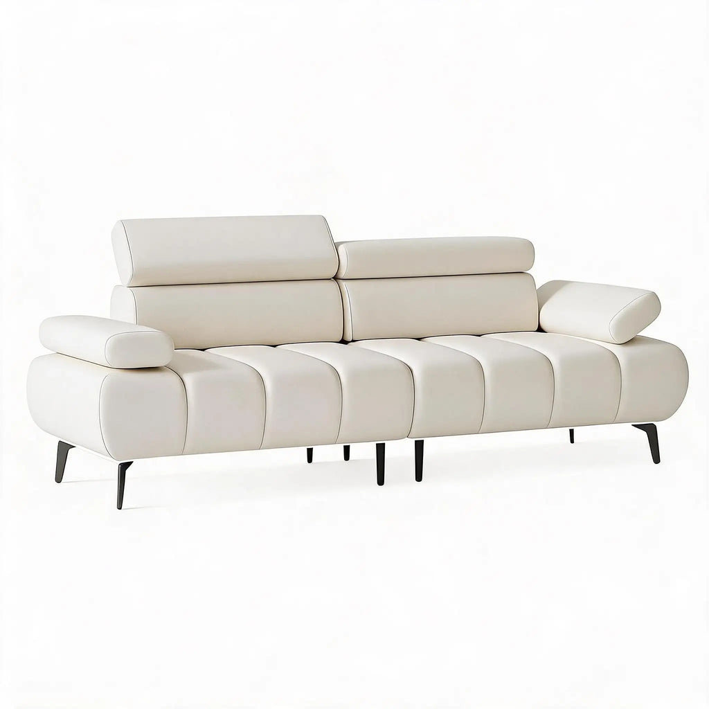 3 Seater Sofa Bed, Convertible Futon Sleeper Sofa with Reclining Faux Leather Couch, Split Modular Design, Adjustable Armrests & Headrests