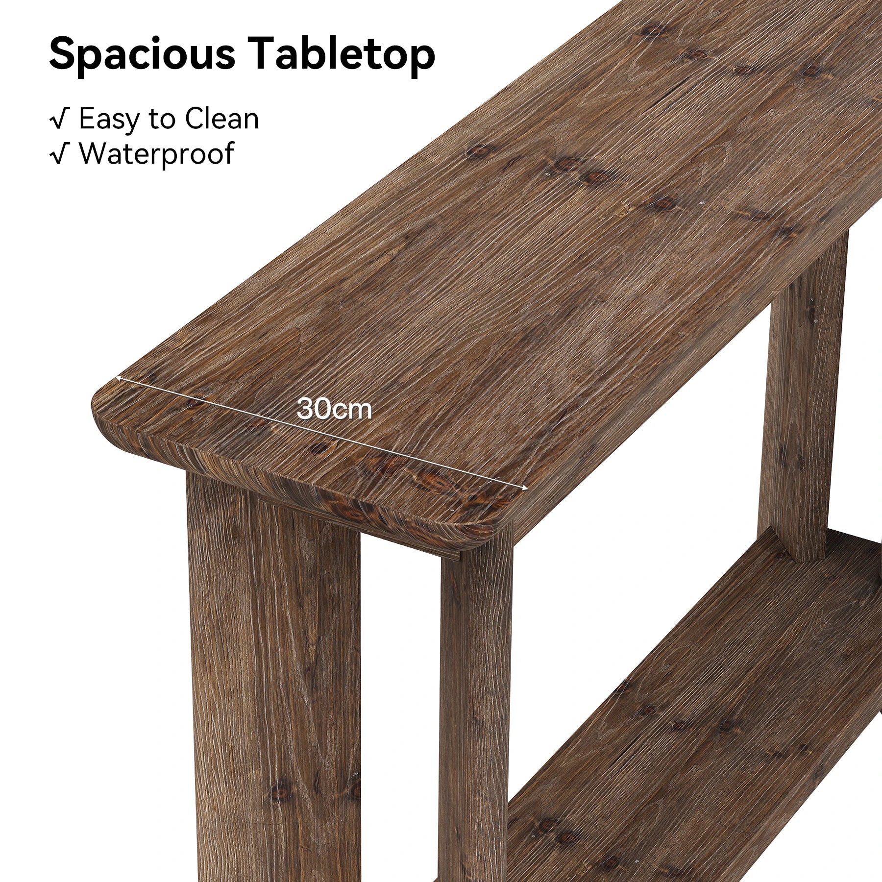 41.3 Inches Sofa Table, Solid Wood 2-Tier Console Table for Living Room, Modern Sofa Table behind Couch, Hallway Foyer Table, Walnut