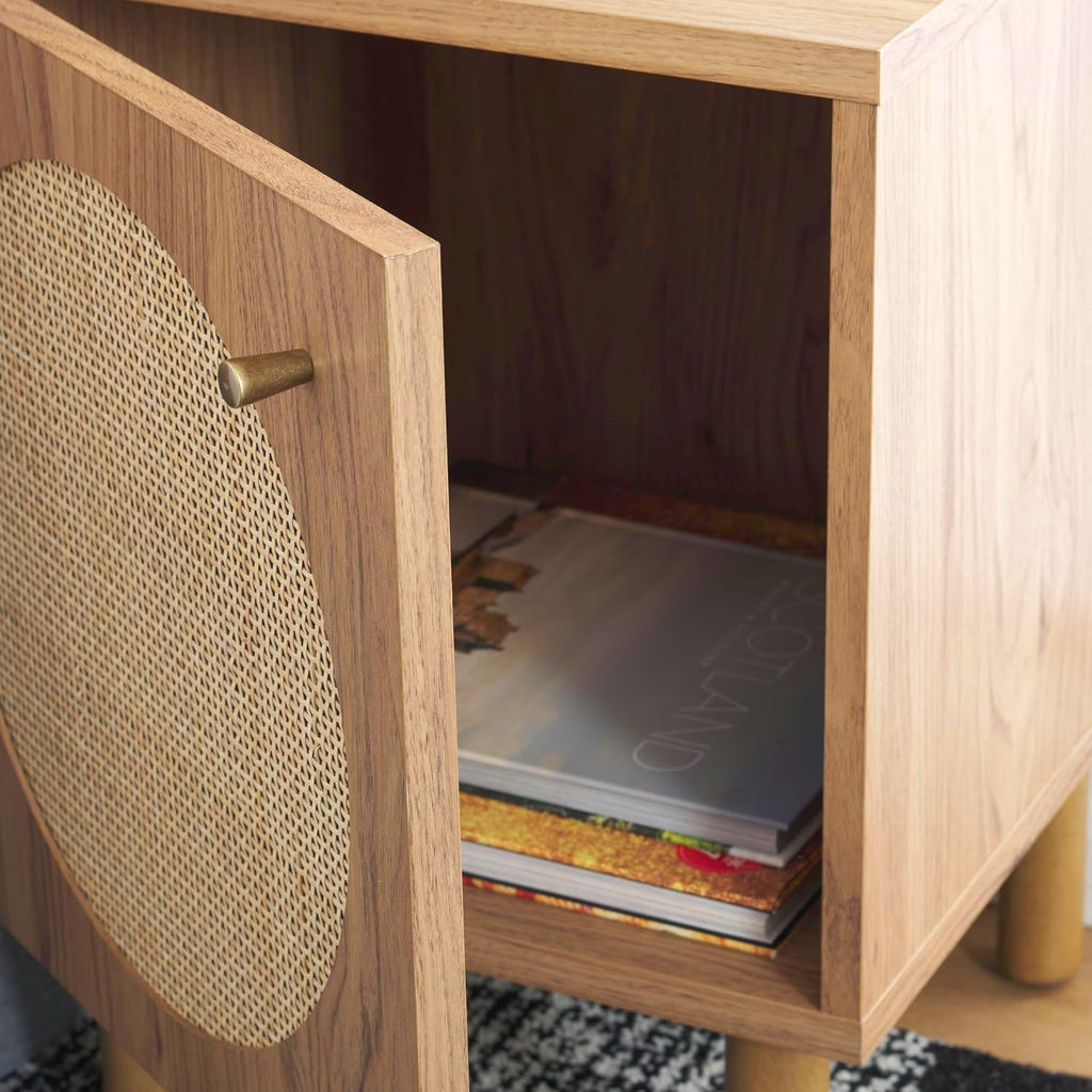 SAFAVIEH Home Collection Ophelia Oak/Natural 1-Door Nightstand Bedside Accent Table