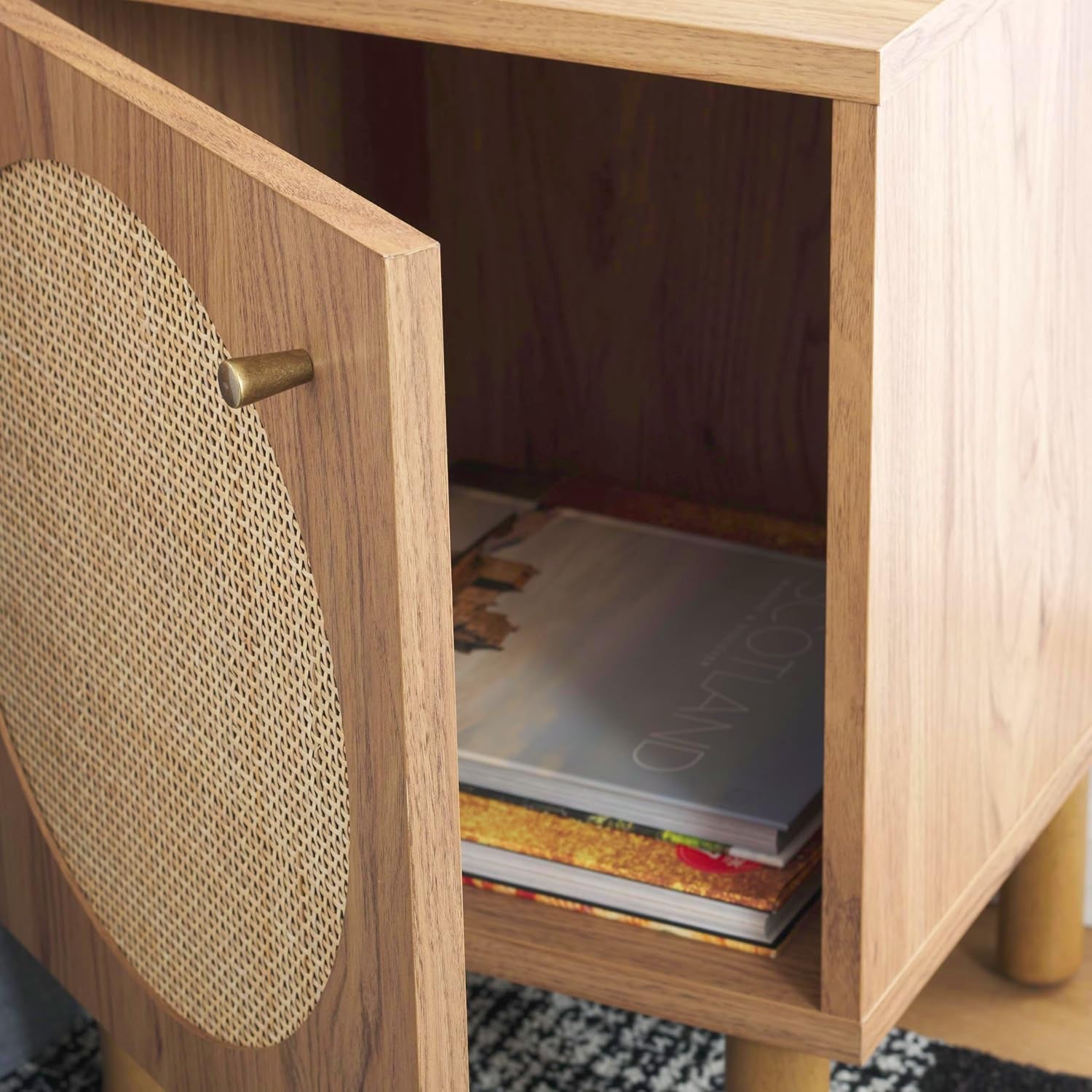 SAFAVIEH Home Collection Ophelia Oak/Natural 1-Door Nightstand Bedside Accent Table