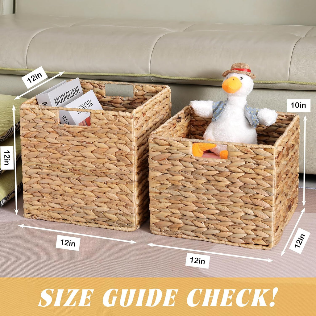 Woven water hyacinth storage baskets set of three