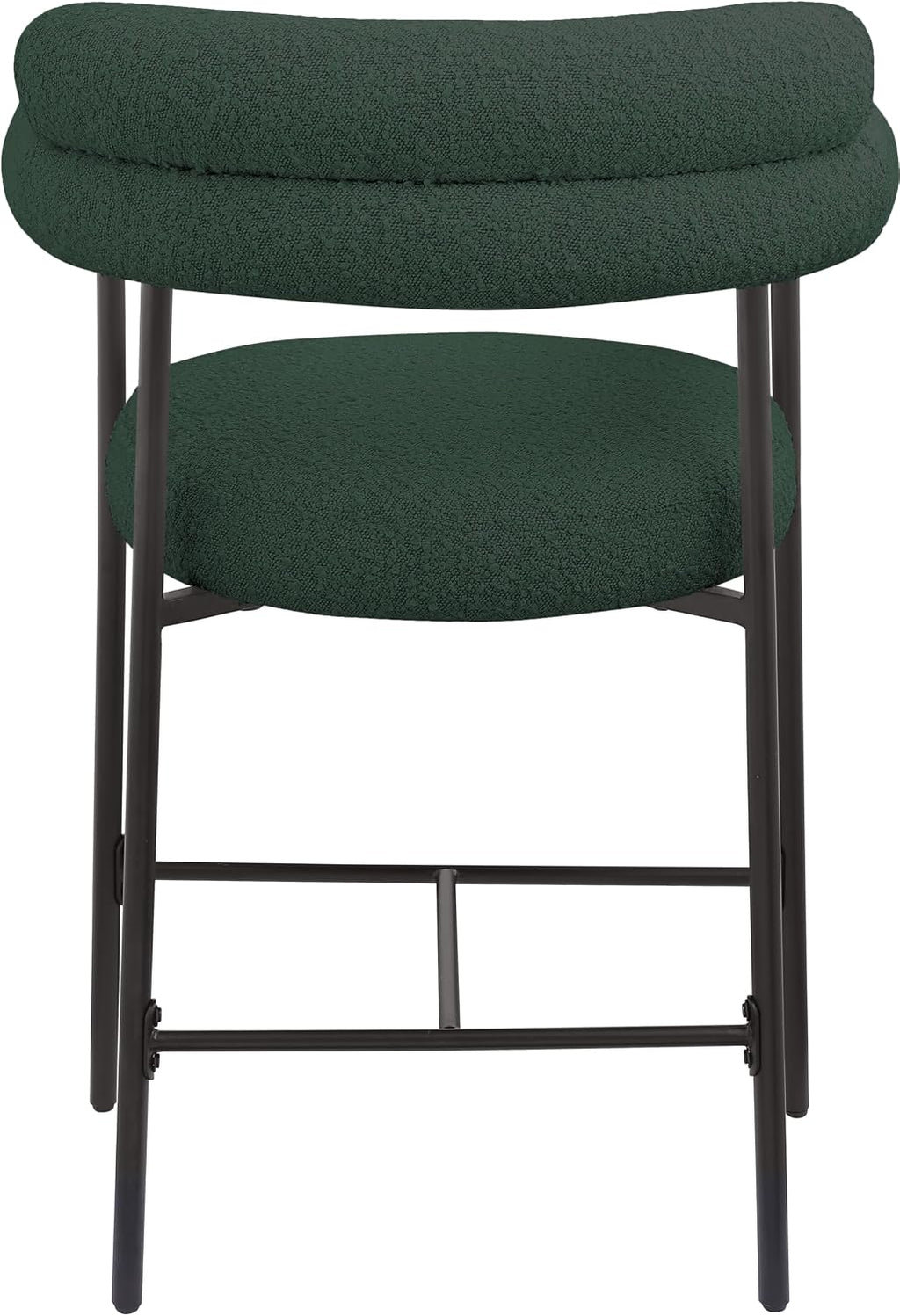 Meridian Furniture 986Green-C Blake Collection Modern | Contemporary Counter Stool with Rich Green Boucle Fabric, Matte Black Iron Metal Frame, 26" W X 23.5" D X 38" H, Green, Set of 2