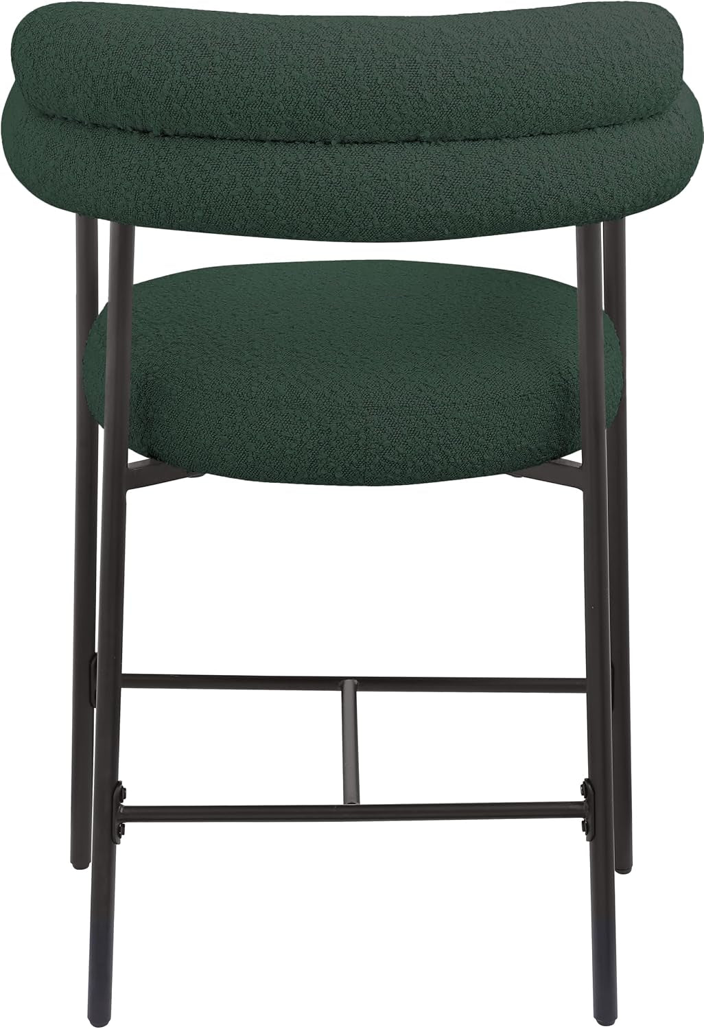 Meridian Furniture 986Green-C Blake Collection Modern | Contemporary Counter Stool with Rich Green Boucle Fabric, Matte Black Iron Metal Frame, 26" W X 23.5" D X 38" H, Green, Set of 2