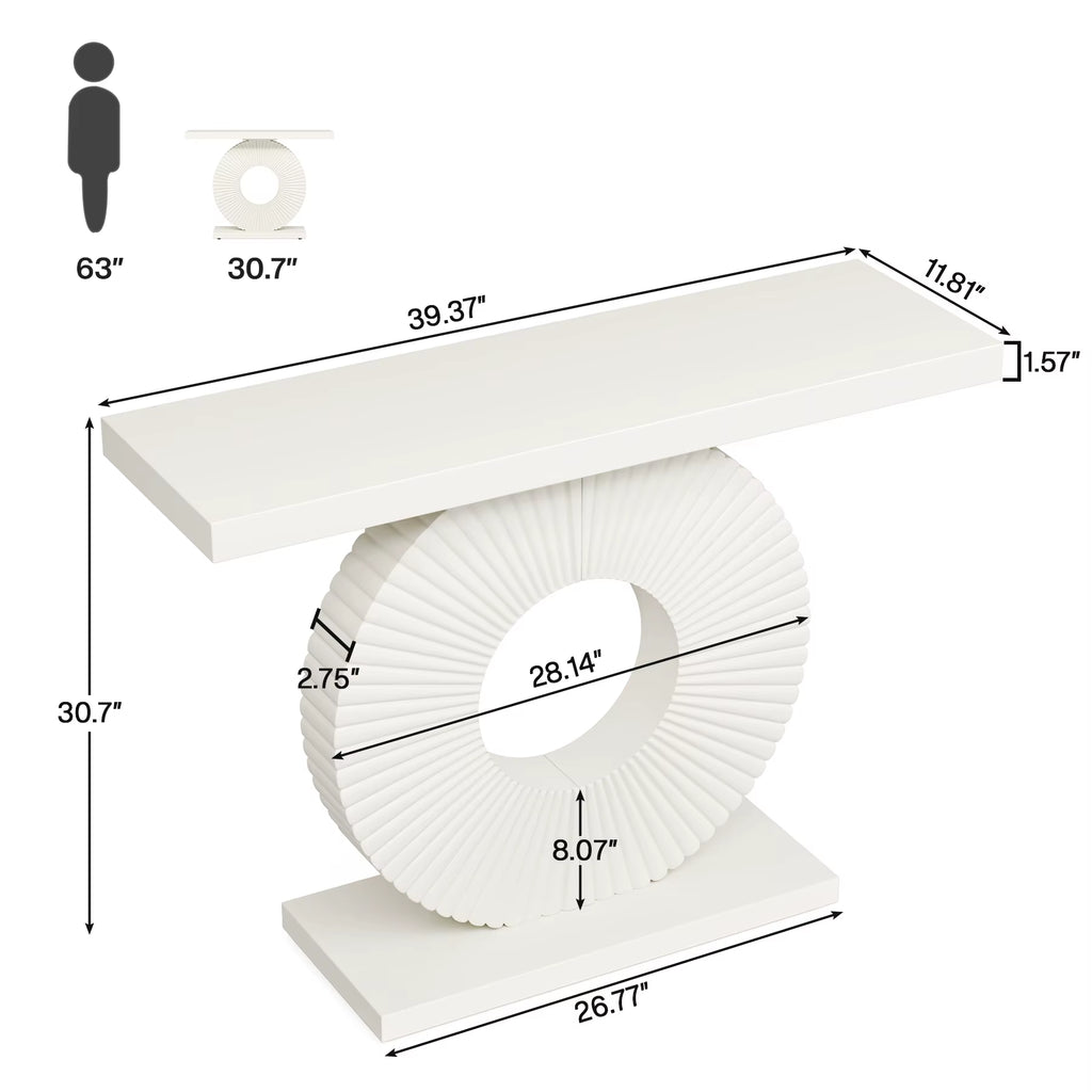 Modern Console Table with Geometric Base, 40 Inch Wood Entryway Table Sofa Table Narrow Long Table
