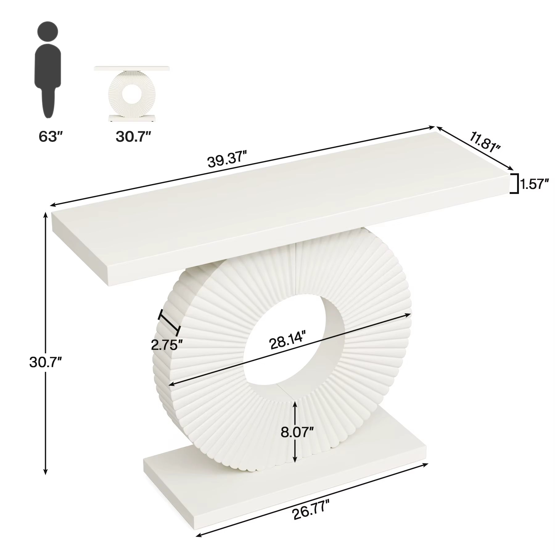 Modern Console Table with Geometric Base, 40 Inch Wood Entryway Table Sofa Table Narrow Long Table