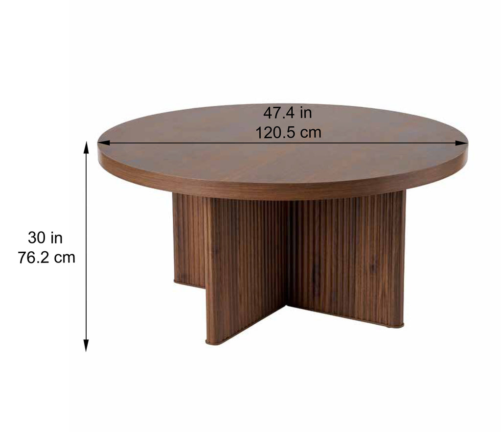 Lillian Fluted Coffee Table, Walnut Finish