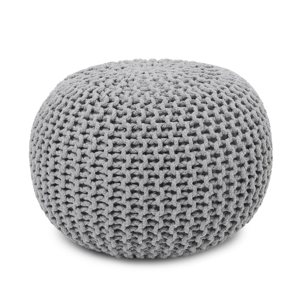 ·  · round Pouf Ottoman - Hand Knitted Cable Boho Poof Home Décor Pouffe Circular Footrest for Living Room - Nursery - Bedroom - Lounge 100% Cotton (19.5”X19.5”X14”) - Gray, Set of 2