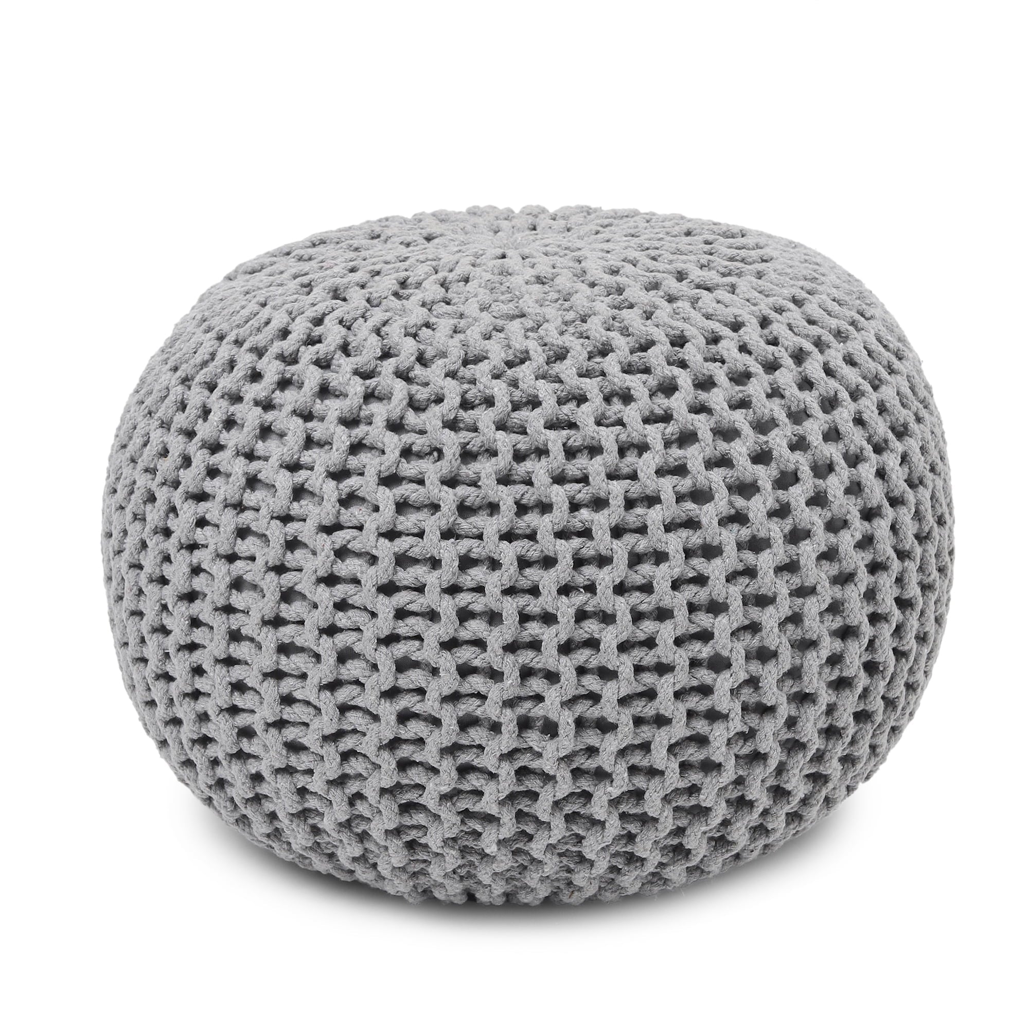 ·  · round Pouf Ottoman - Hand Knitted Cable Boho Poof Home Décor Pouffe Circular Footrest for Living Room - Nursery - Bedroom - Lounge 100% Cotton (19.5”X19.5”X14”) - Gray, Set of 2