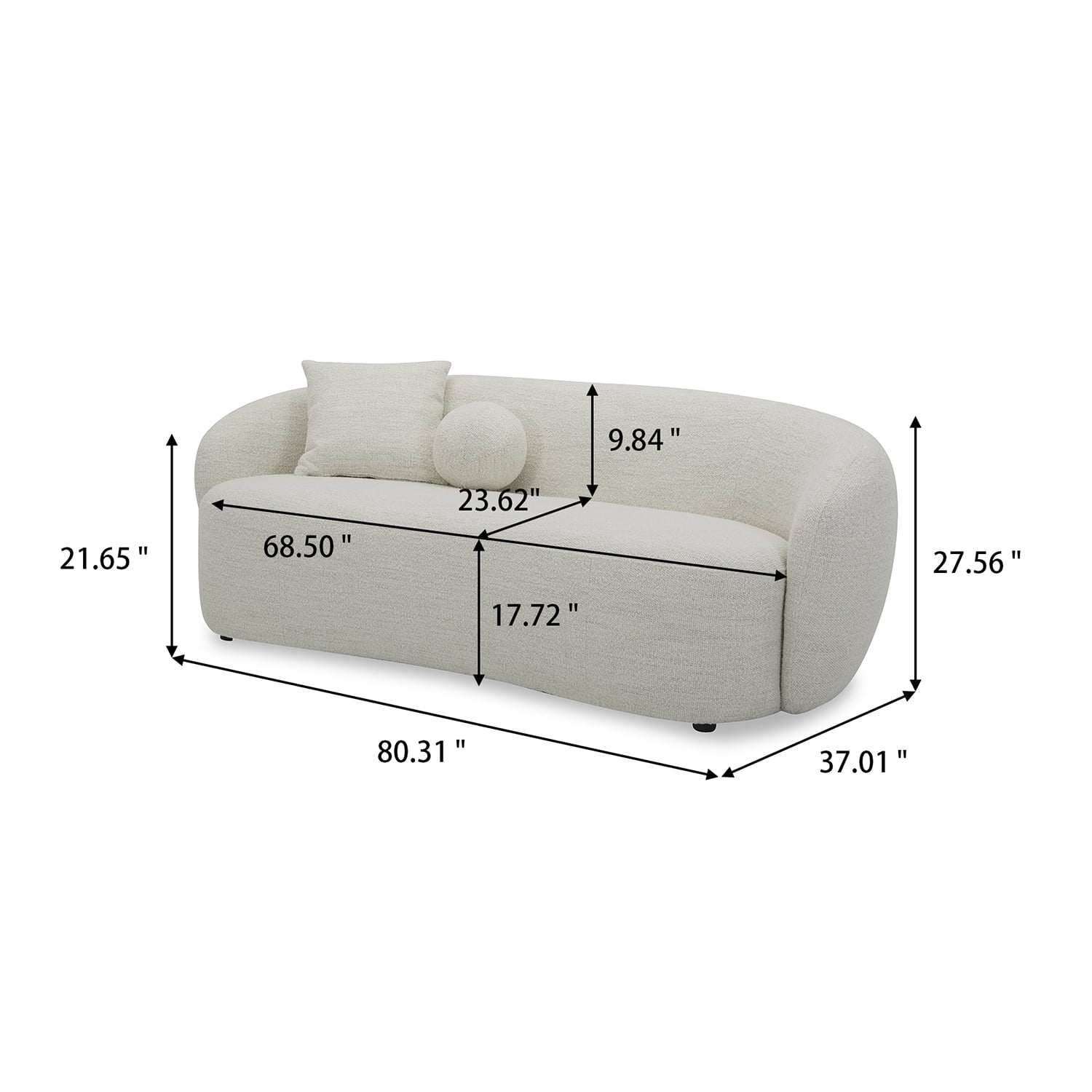 Ivory curved sofa