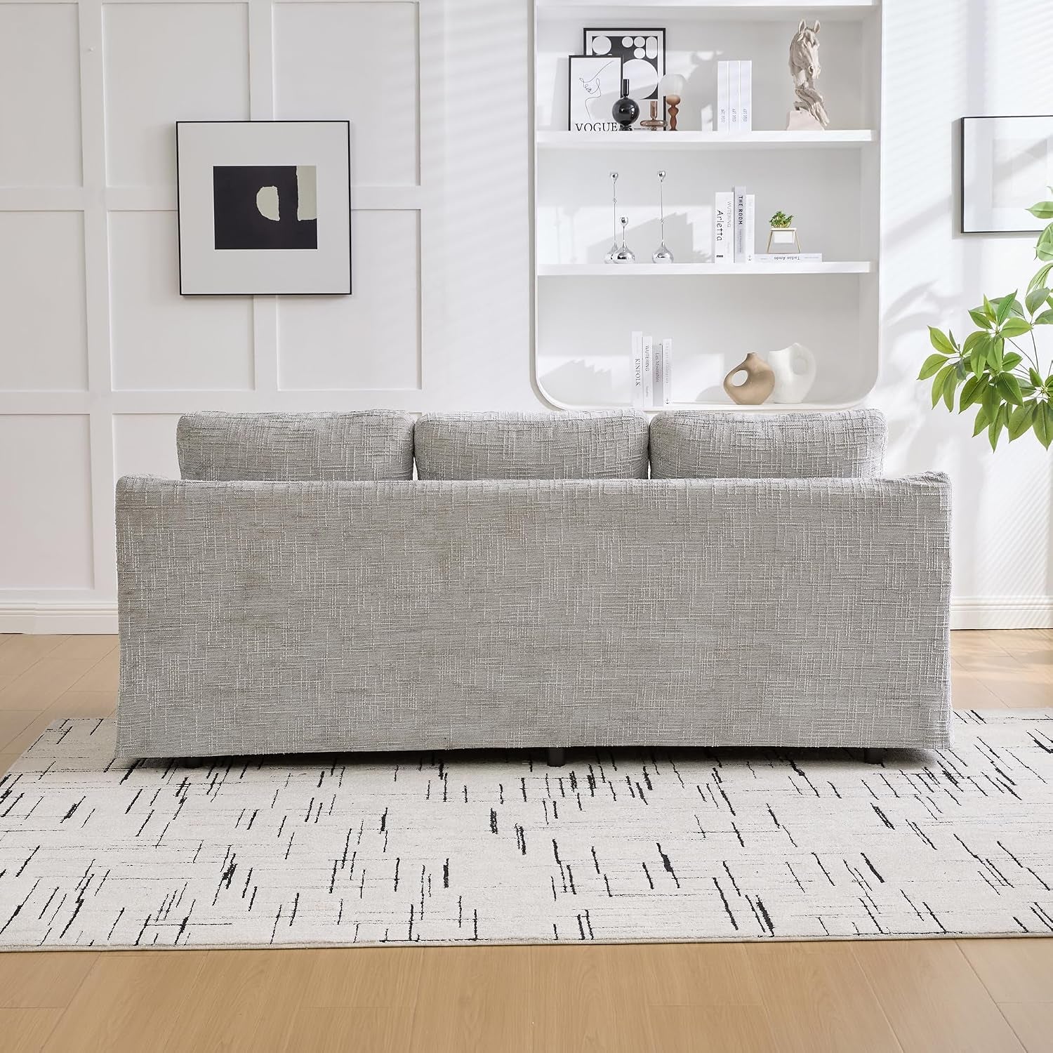 84" Modular Sofa Couch, Modern 3-Seater Chenille Fabric Loveseat Sofa with Removable Upholstery Cover, Small Couches for Living Room, Office, Apartment, Gray