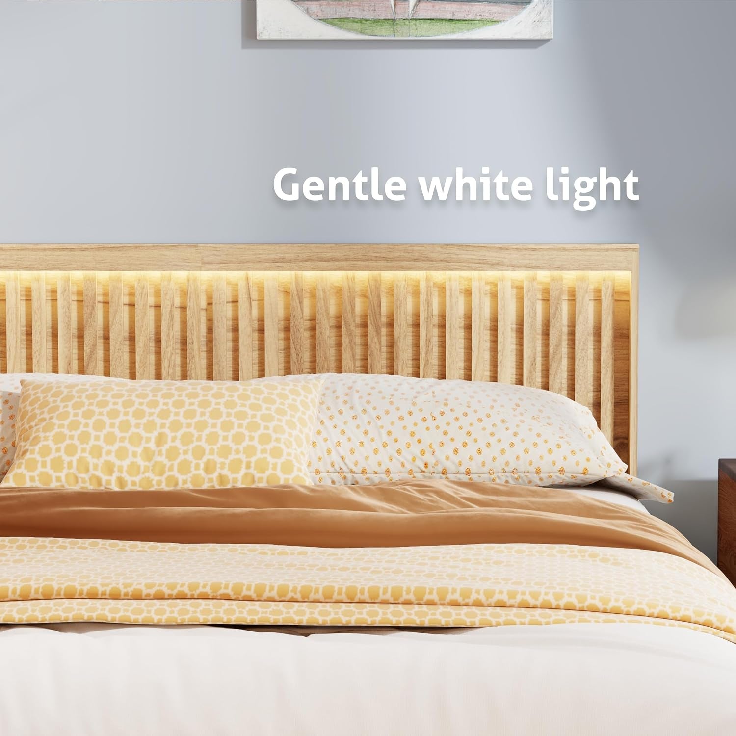 Headboard with Elegant Light Wood Design, 62.6" Wide Headboard Only, Modern Fluted Panel, Wall Mounted, Wingback (Ivory White, Queen)