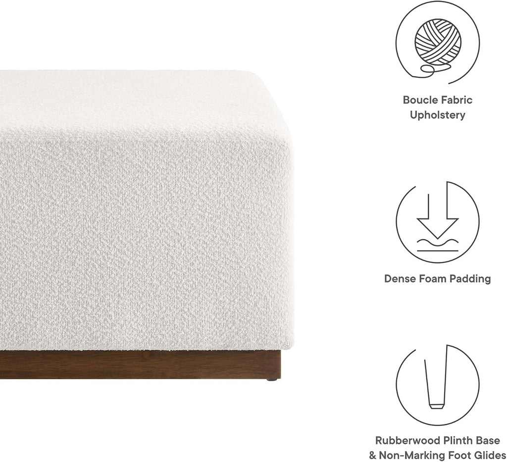Large 28" Square Boucle Upholstered Upholstered Ottoman