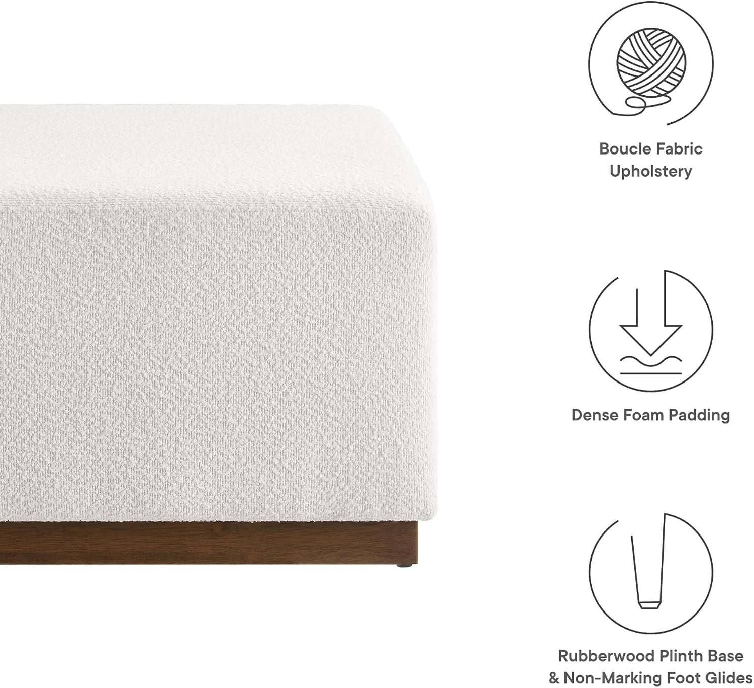 Large 28" Square Boucle Upholstered Upholstered Ottoman