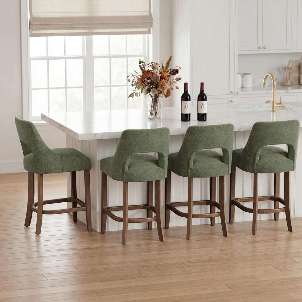 Green upholstered counter stools set of four