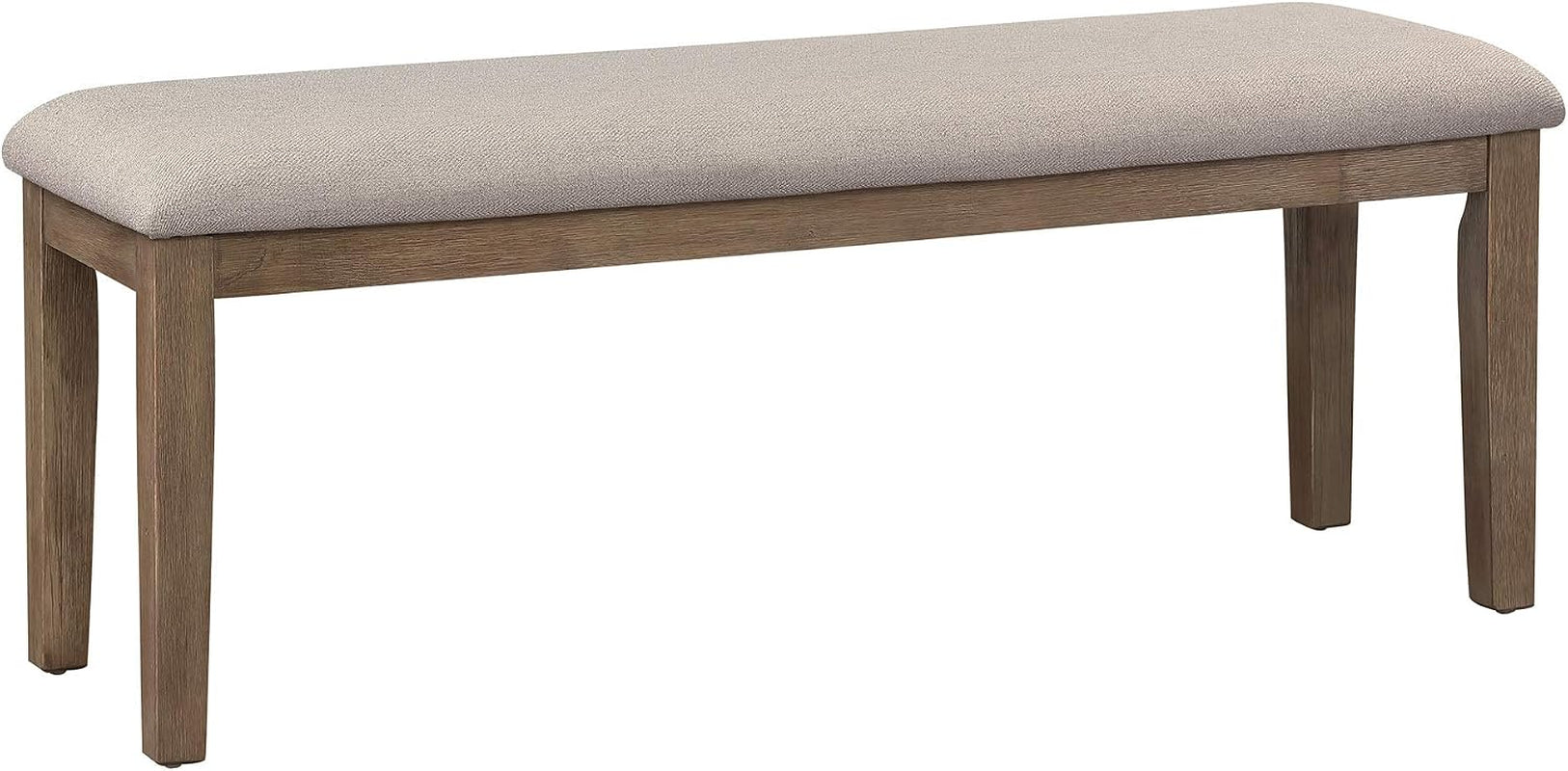 Blair Upholstered Dining Bench, 48" W Entryway Bench, Sturdy Solid Wood Frame, Wire Brush Brown Finish, Comfortable Cushion Seat, Easy Assembly, Modern & Traditional, Gray/Brown