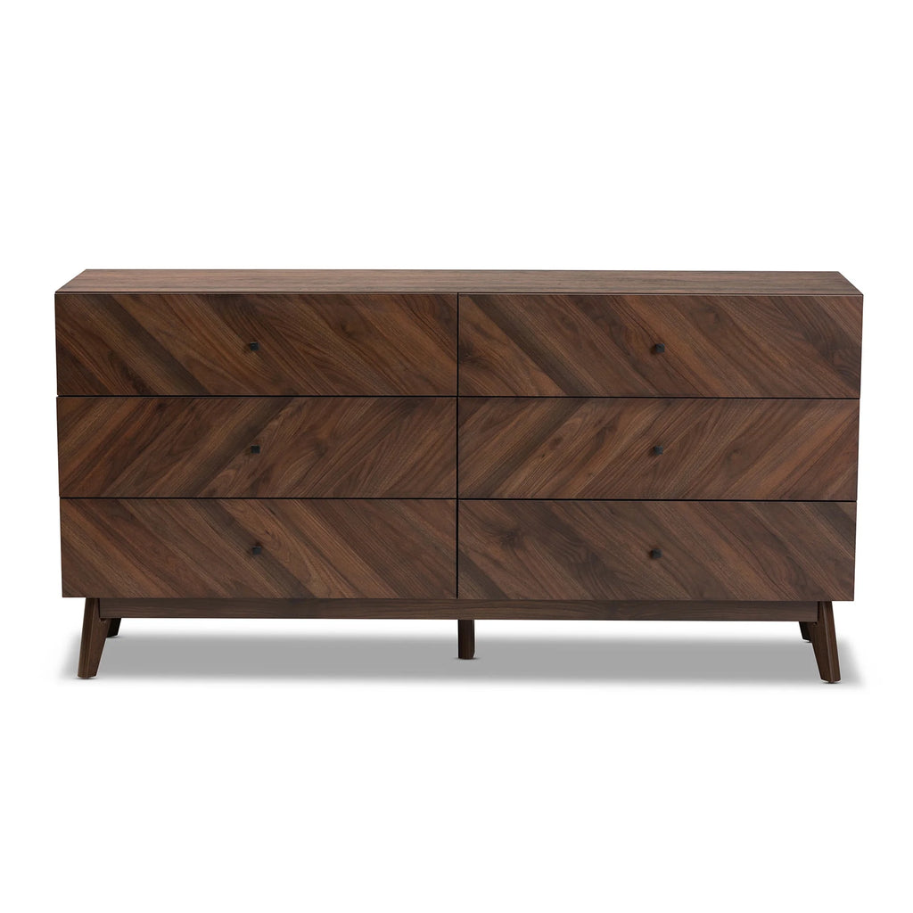 Hartman Mid-Century Modern Walnut Brown Finished Wood 6-Drawer Dresser