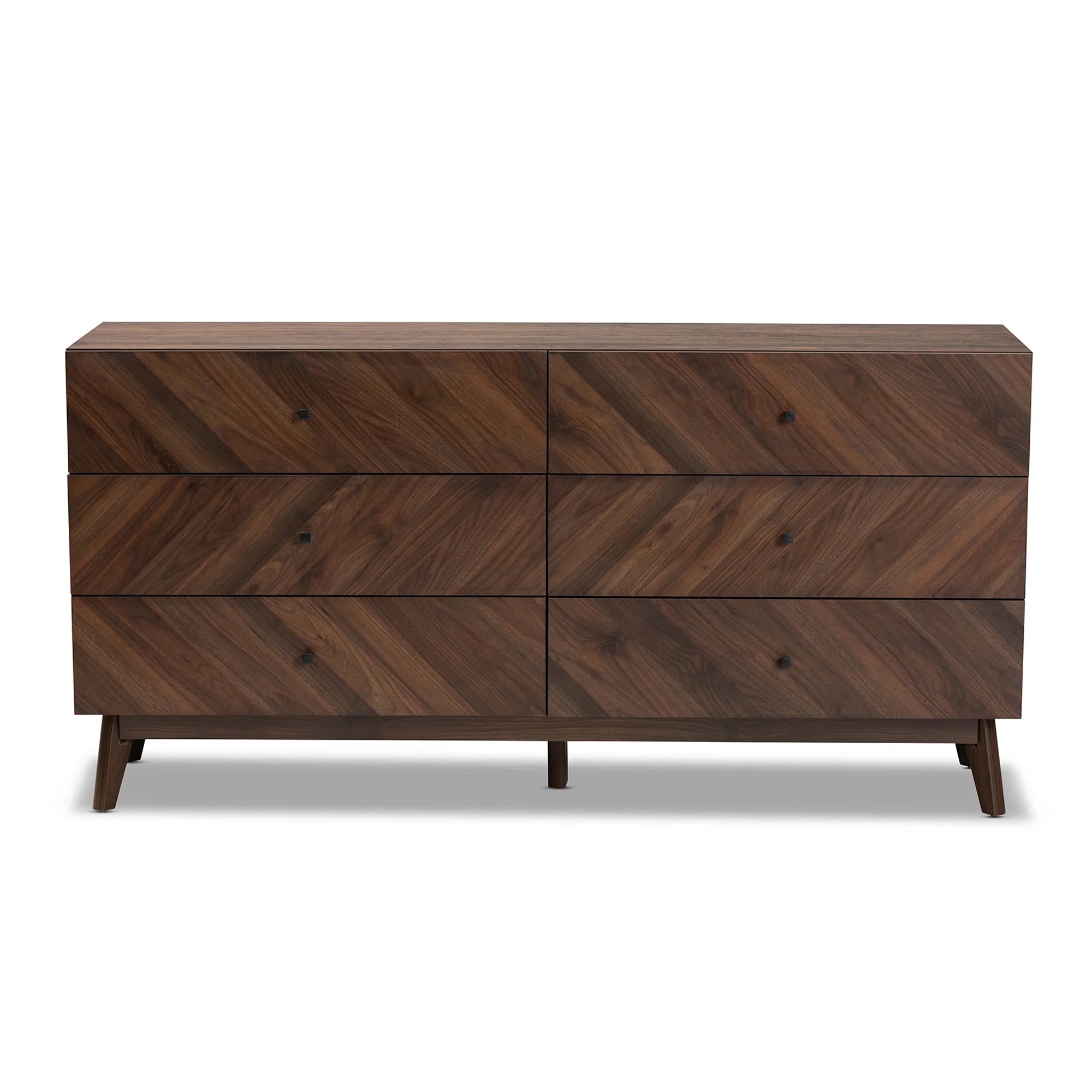 Hartman Mid-Century Modern Walnut Brown Finished Wood 6-Drawer Dresser