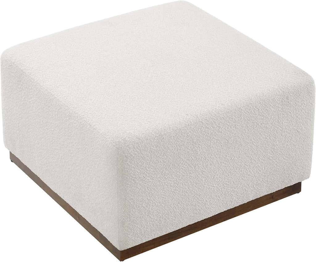 Large 28" Square Boucle Upholstered Upholstered Ottoman