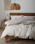 100% Washed French Flax Linen Duvet Cover Set – 3 Pieces, Cooling & Textured Farmhouse Bedding for Hot Sleepers, with Zipper Closure (Natural Linen, King)