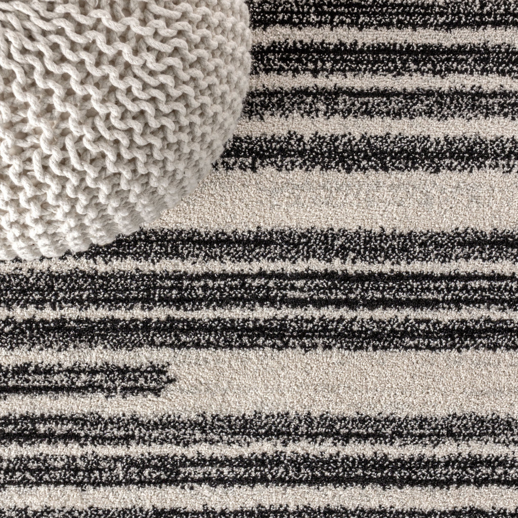 MOROCCAN HYPE 8 X 10 Area Rug, Khalil Berber Stripe - Cream/Black, MOH207A-8