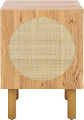 SAFAVIEH Home Collection Ophelia Oak/Natural 1-Door Nightstand Bedside Accent Table