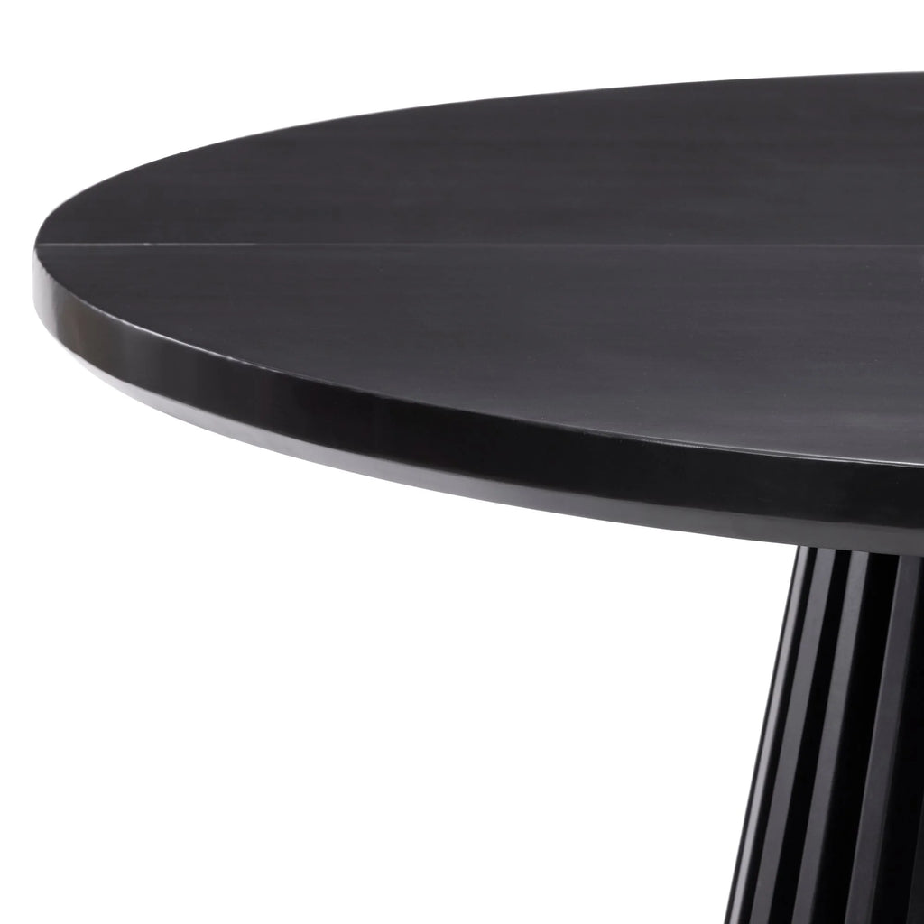 48" Lido round Dining Table, Solid Wood Minimalist Kitchen Table for 4, Black
