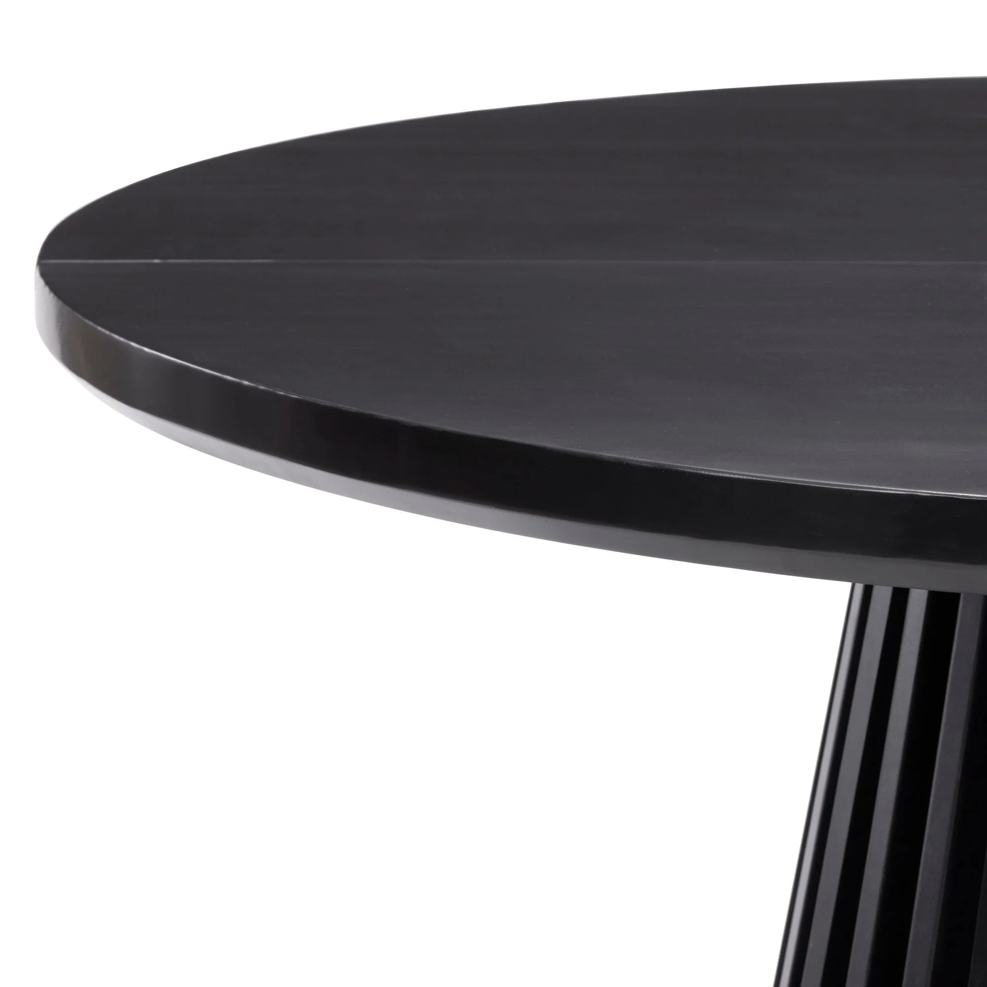 48" Lido round Dining Table, Solid Wood Minimalist Kitchen Table for 4, Black